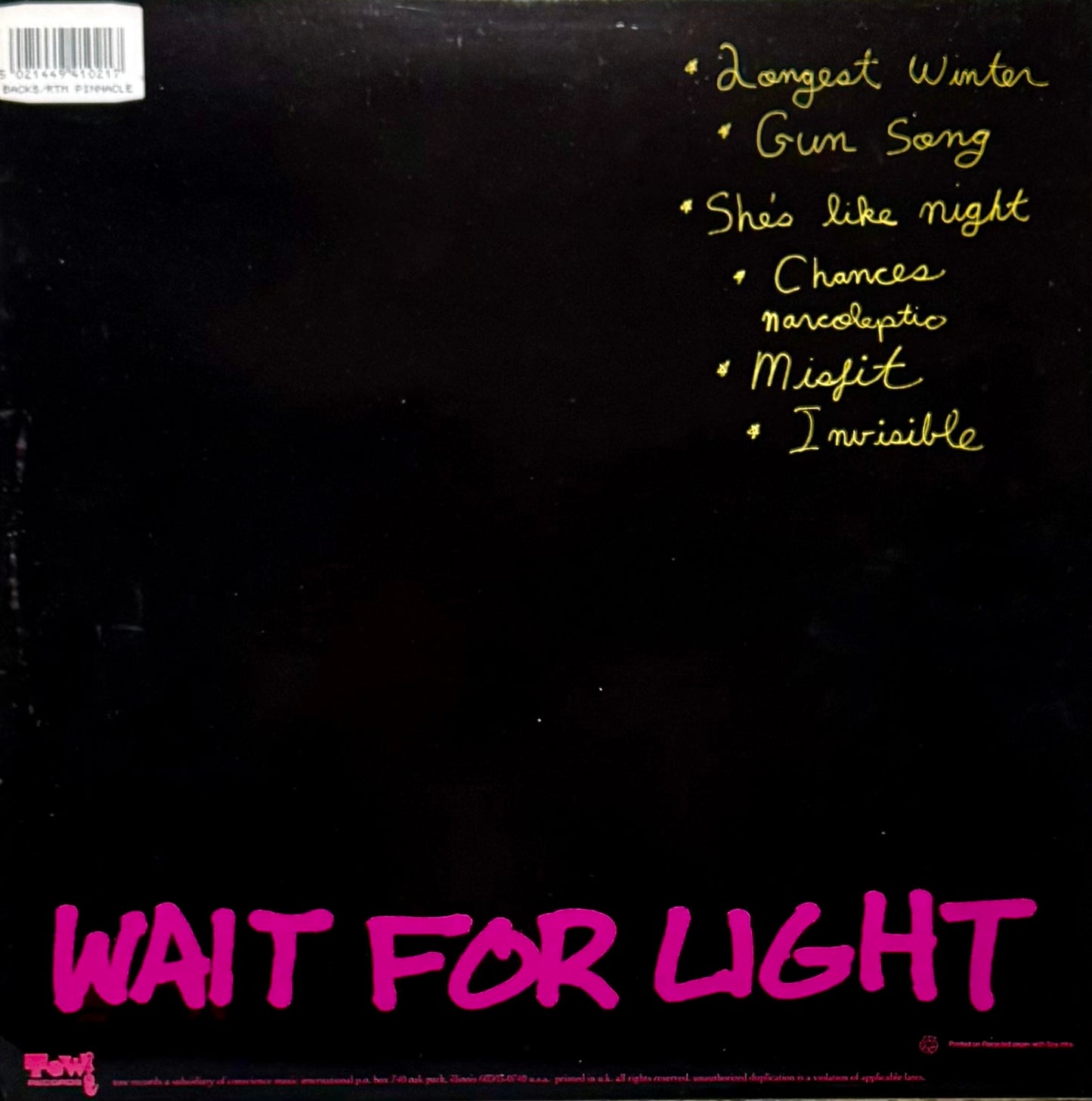 Wait For Light 12 inch vinyl record